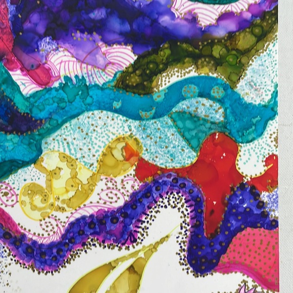 ❤️ alcohol ink artwork, 9 x 12 fun abstract - Picture 6 of 9